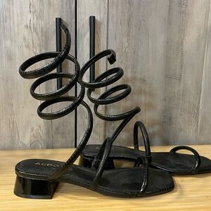 Aldo Black Spiral Heeled Sandals
